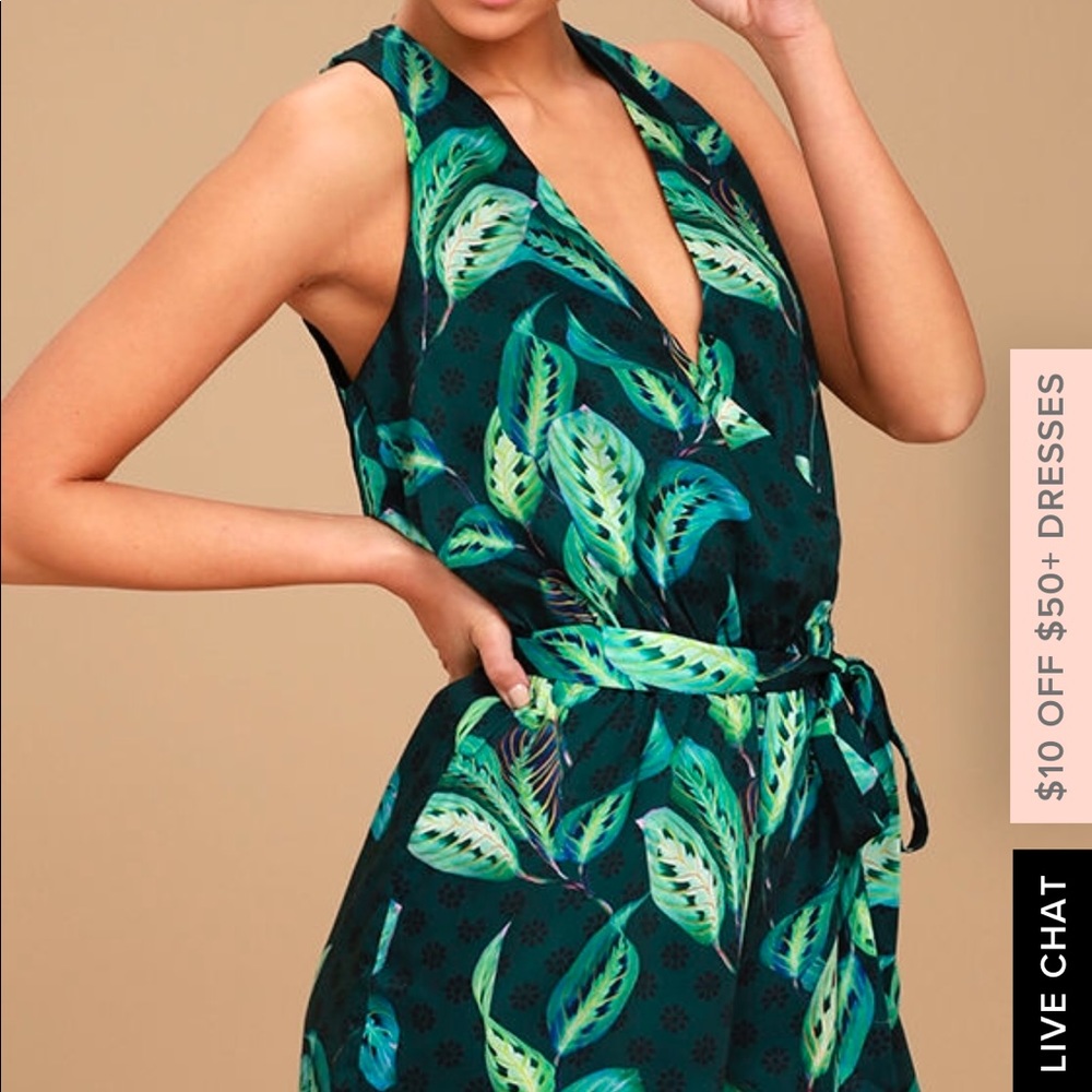 Leaf print romper